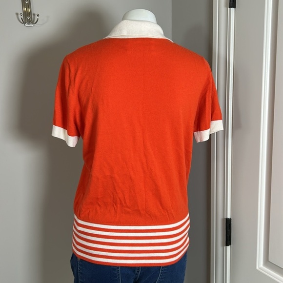 TORY SPORT Cashmere Polo Sweater Performance Poppy Red Short Sleeve Sz XL - Picture 6 of 9